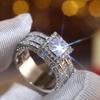 Горячая Распродажа Женские Серебряные Кольца на Палец Обручальные Кольца Роскошное Широкое Кольцо Подходит Мужчинам Подарок на День Рождения Штамп Женское Кольцо