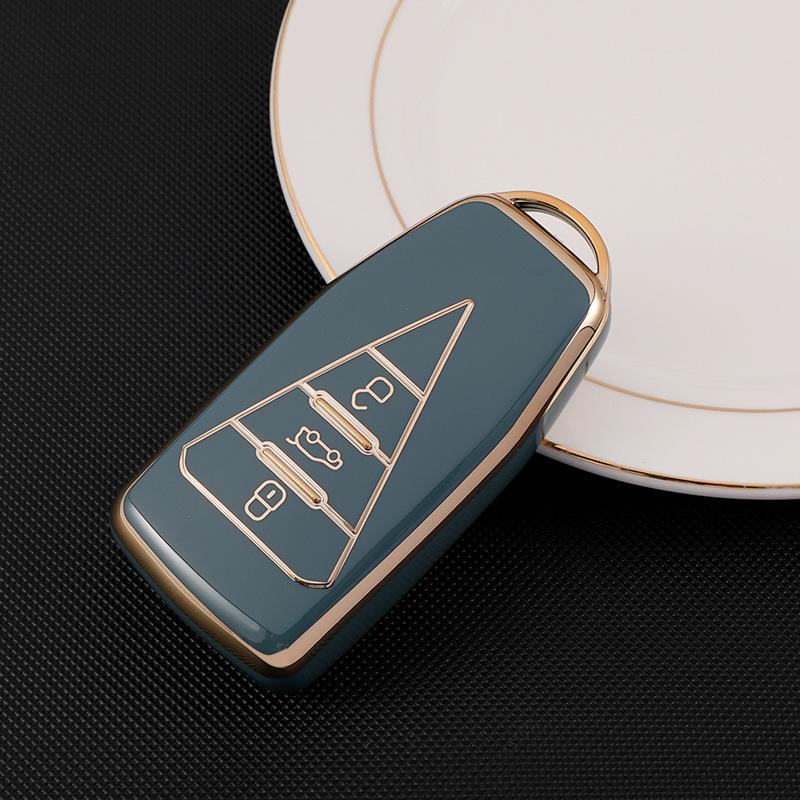 Чехол для ключа автомобиля Dongfeng Venucia: Защитный чехол с золотой кромкой для D60, T60plus/EV, T90, T70 с пряжкой