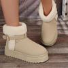 Soft Non Slip Thick Bottom Furry Snow Boots Women 2025 Winter Warm Fluffy Fur Ankle Boots with Platform Metal Buckle Plush Shoes