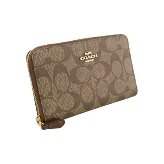 Coach Кошелек на молнии 17 Classic Monogram из покрытого канваса Держатель для монет и ID-карты Женский кошелек Хаки 88913-IME74