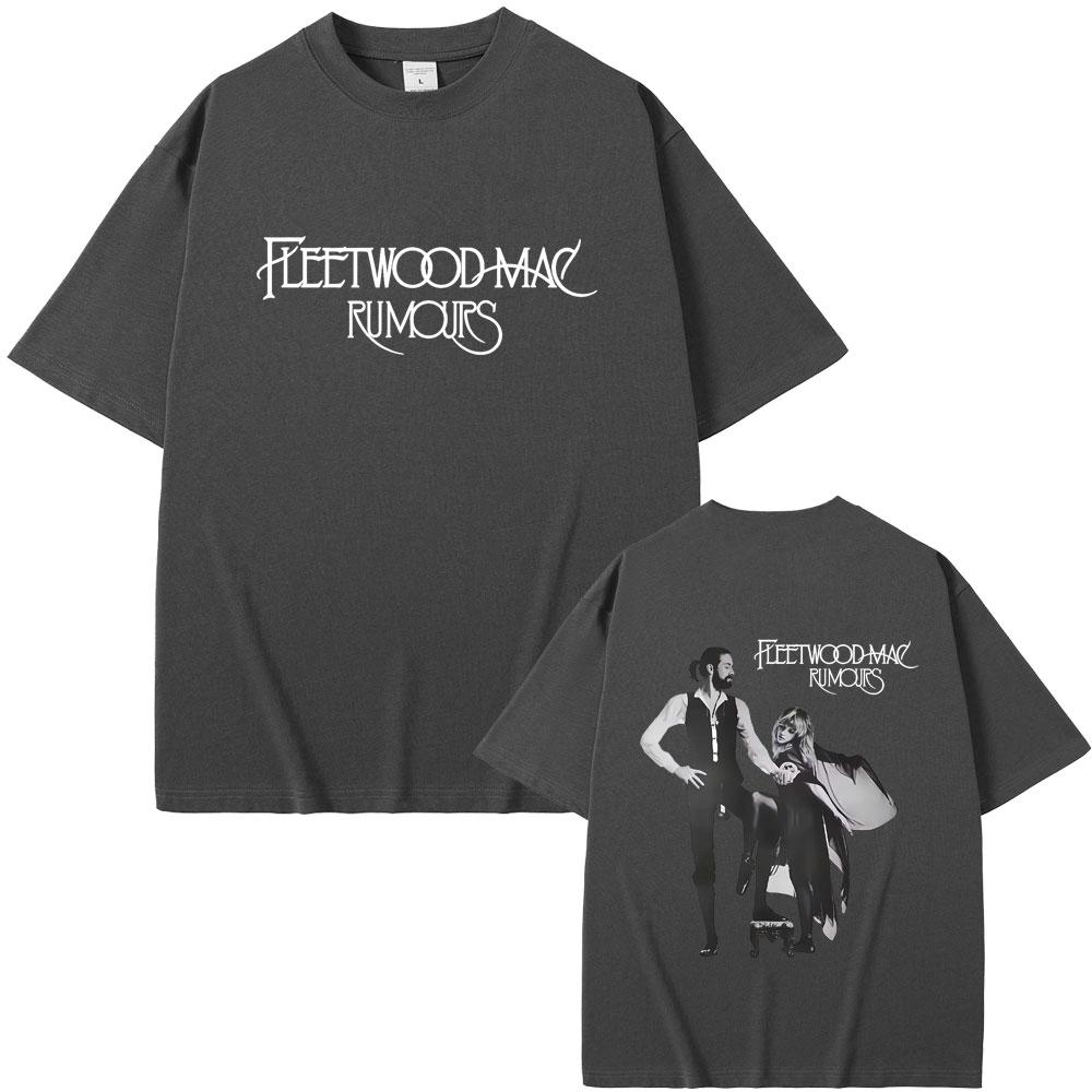 Rock Band Fleetwood Mac Rumours Album Print Tshirt Retro Stevie Nicks Graphic T Shirts Unisex Women Casual Cotton Vintage Tshirts