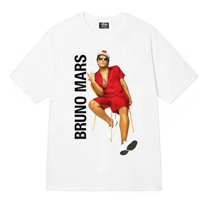 Singer Bruno Mars 24k Magic World Tour Fashion Graphics T Shirts Mens Aesthetic Hip Hop Tshirt Casual Summer Streetwear Unisex