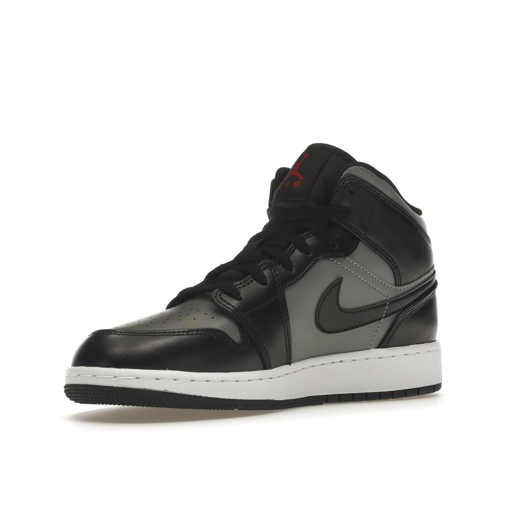 Jordan 1 Mid GS Shadow Black Grey Red 554725-096