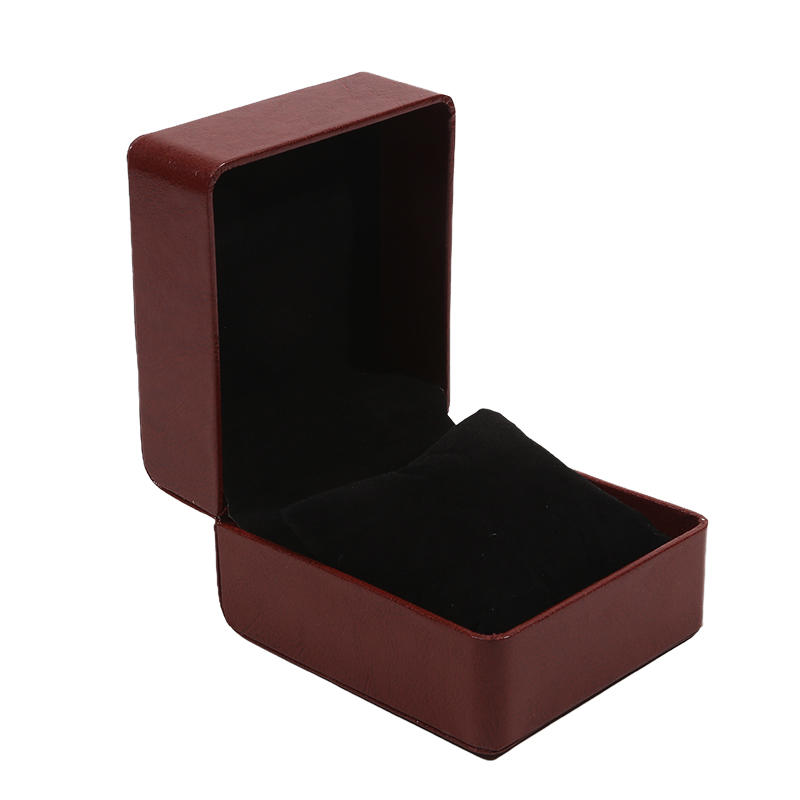 Black Single Watch Gift Box with Pillow PU Leather Wristwatch Display Case Organizer for Men Clamshell PU Leather Watch Cover