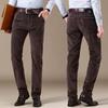 Men's Fall and Winter Mid-waist Stretch Commuter Pants Corduroy Straight Casual Pants