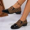Fashion Women's Fashion Leopard Print Loafers Spring Autumn Comfort Slip On Casual Shoes Woman British Style Block Heeled Dress Shoes