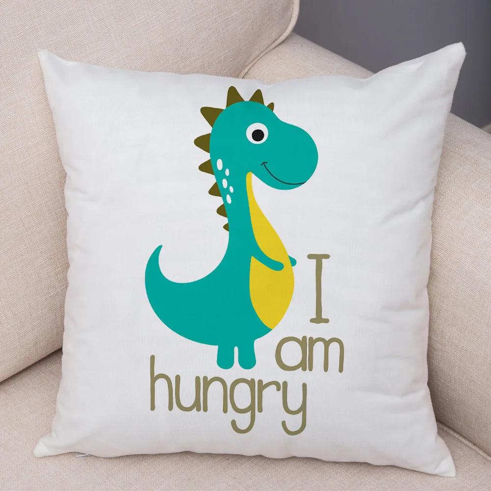 Милая наволочка на подушку с динозавром юрского периода, декоративная мультяшная наволочка с животным, для детской комнаты, дивана