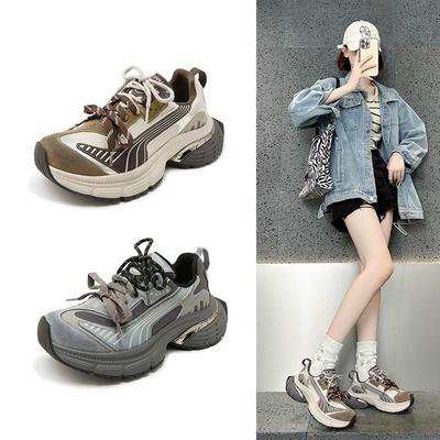  Женские туфли Petite Dad на толстой подошве для увеличения роста — универсальные, удобные повседневные кроссовки для осени/зимы 2024 года.