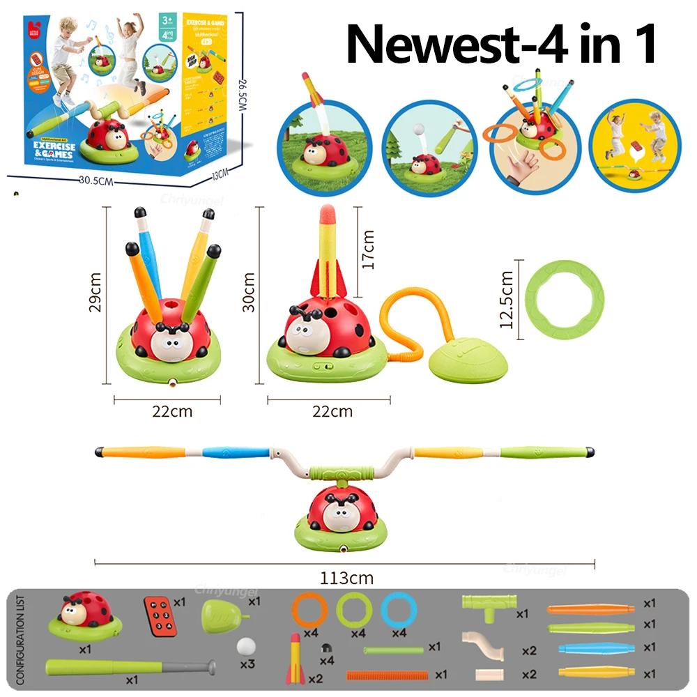 Музыкальные прыгающие спортивные игрушки Многофункциональная игра с бросанием колец и стреляющая установка для детей Фитнес-тренировка Домашняя уличная игра