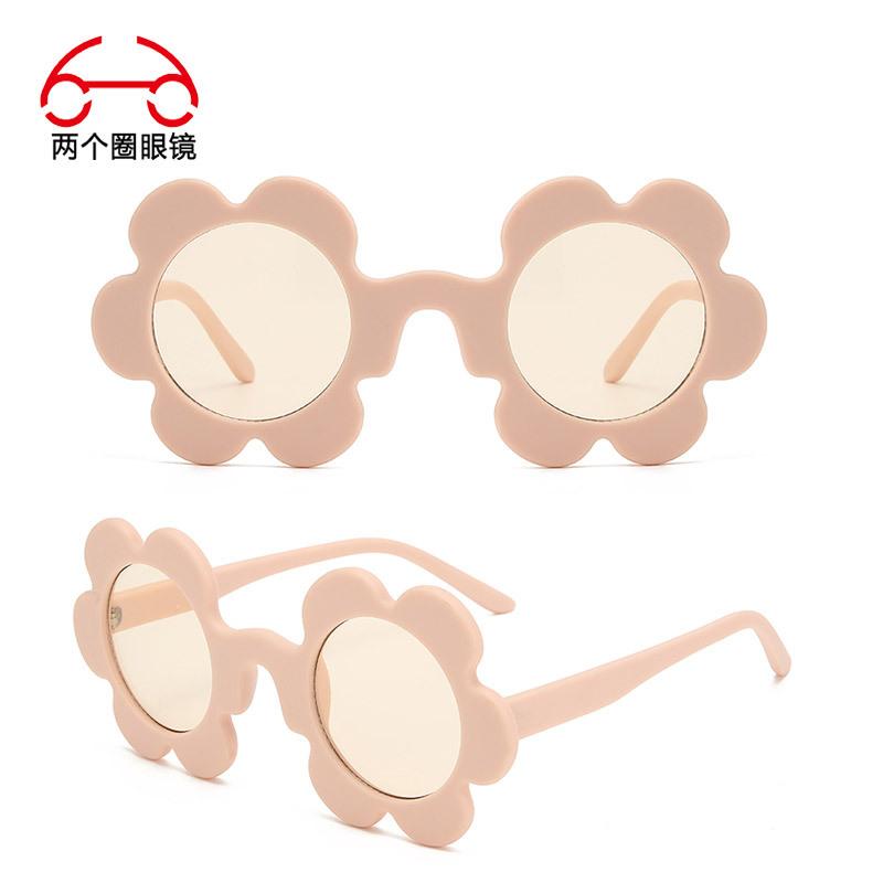 Two circles, metal hinge color sunflower sunglasses adult petal flower street shot cute sunglasses
