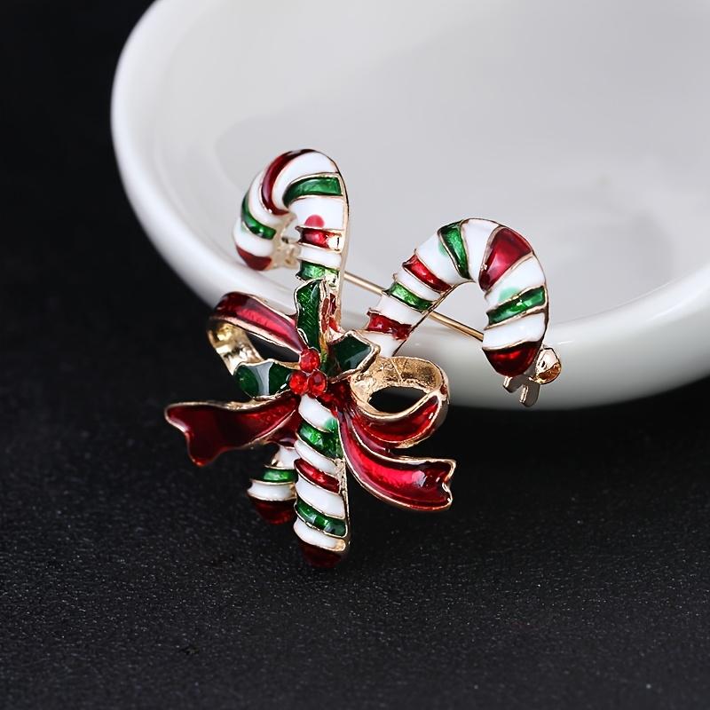 Blue Luxury European and American Fashion Painting Oil Colored Crutch Bow Christmas Brooch Chest Buckle Pin, Men's and Women's New Niche