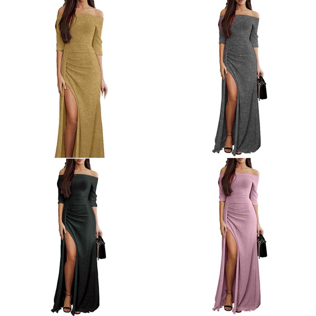 Элегантное женское повседневное платье-пуловер с длинным рукавом, пэчворком, пайетками и открытыми плечами