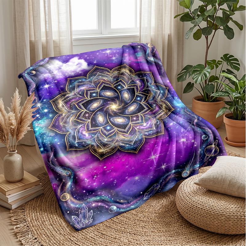 Galaxy Flower Art Theme blanket Lightweight Warm Flannel Blanket Decorative Throw Blanket for Home Decoration