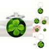 Lucky Four Leaf Clover Pendant Keychain With Zinc Alloy Silver Finish For Gift Giving And Celebration