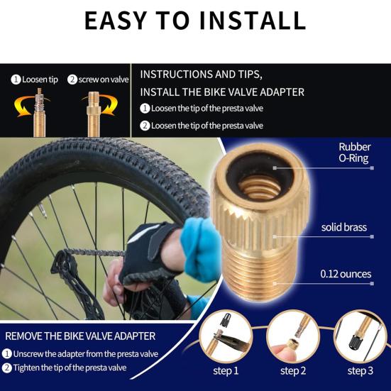 1 комплект адаптера клапана Presta и колпачков для велосипедных покрышек. Преобразуйте Presta в французский язык в США для накачивания шин для стандартного насоса и герметичного адаптера клапана.