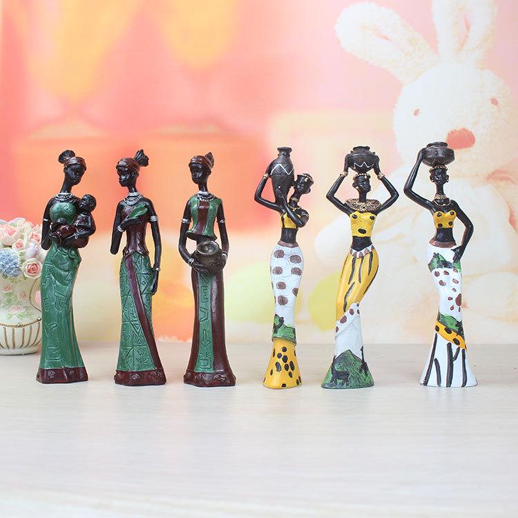 Exotic African Character Resin Doll Ornaments - Set of Three