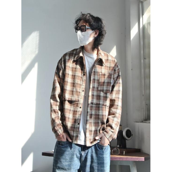 Мужская одежда серии B Dong Ri, осенне-зимняя, толстая, теплая, винтажная, клетчатая, флисовая, утолщенная, повседневная, парная рубашка с начесом