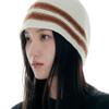 Полосатая шерстяная вязаная шапка LUOESPAC (слоновая кость)