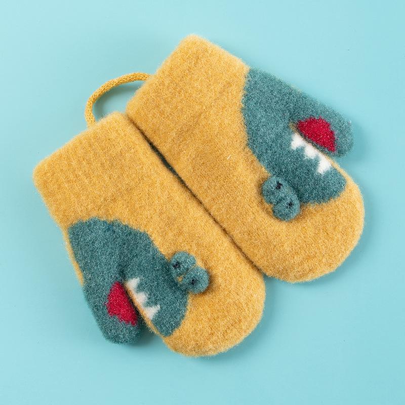 Детские термоперчатки Xuehuaxiu, милые мультяшные вязаные на шее, двухслойные бархатные утепленные варежки оптом