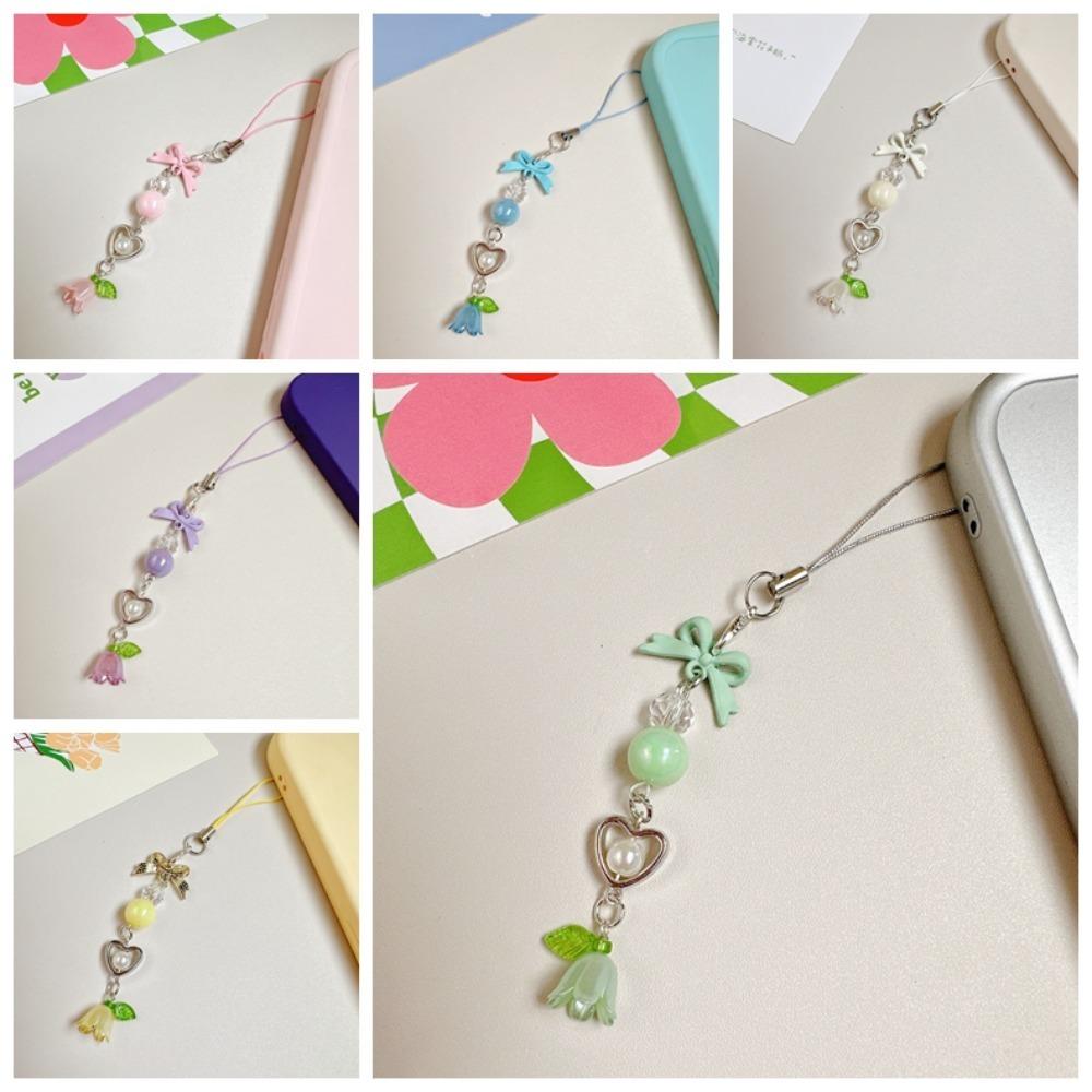 Convallaria Мобильный телефон Ремешок-бант Ремешок для мобильного телефона Ювелирные изделия Подарочная цепочка для телефона с бусинами Женщина Девушка