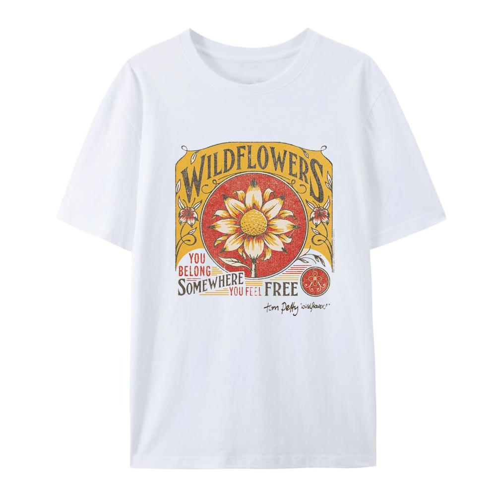 Классическая Повседневная Tom Petty Wildflowers Ты Принадлежишь Где-то Ты Чувствуешь Себя Свободным Взрослая Футболка с Коротким Рукавом Графические Хлопковые Футболки 90-х 43015