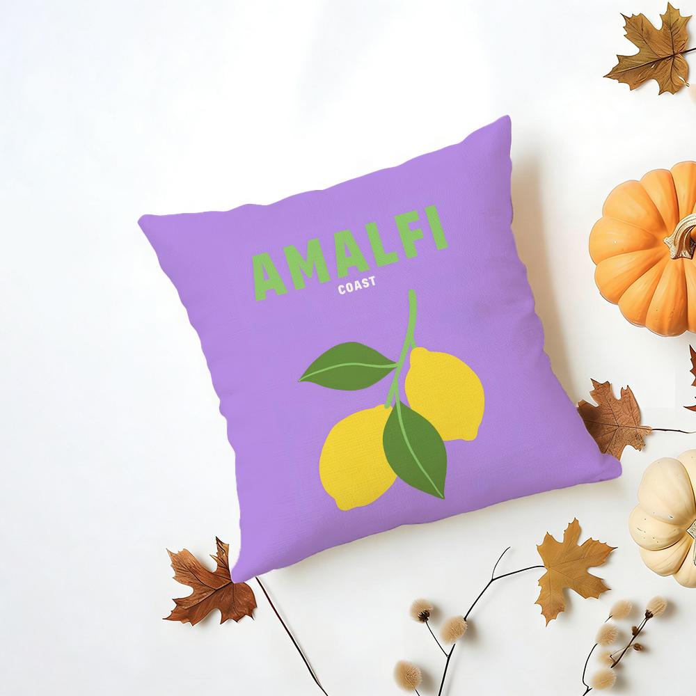 Bright Cheerful Anime Summer Travel Series Cushion Cover Washable Linen Pillowcase Soft  for Daily Sofa Bed Home Room Decor