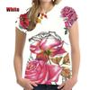 Rose T-shirt Women's 3D Flower Printed T-shirt Harajuku Fashion Street T-shirt Women's Clothing Short Sleeve