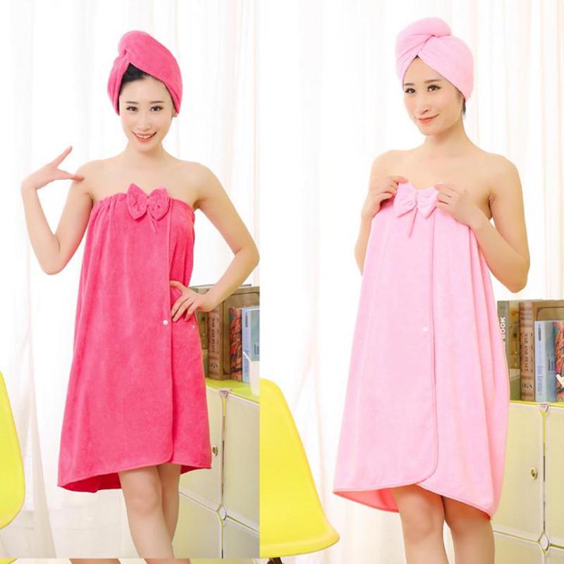 Bath Towel Fiber Bow Bath Towel With Shower Cap Bath Towel Set Antibacterial Anti-Mite Bath Towel