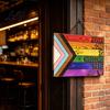 Everyone Is Welcome Here Sign LGBT Rainbow Front Door Decor Every One Pride Flag Wooden Porch Decoration Wall Gay Decorations for Home Classroom