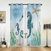 Морские животные, морской конек, водоросли, оконные шторы, шторы для спальни, кухни, панельные шторы для гостиной, рождественский домашний декор