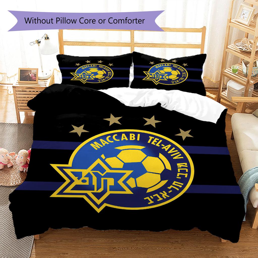 Maccabi Tel Aviv F.C Pattern Bedding,Quilt Set Quilt Cover Pillowcase Home Birthday Gift(1 * duvet cover + 2 * pillowcase, without core)