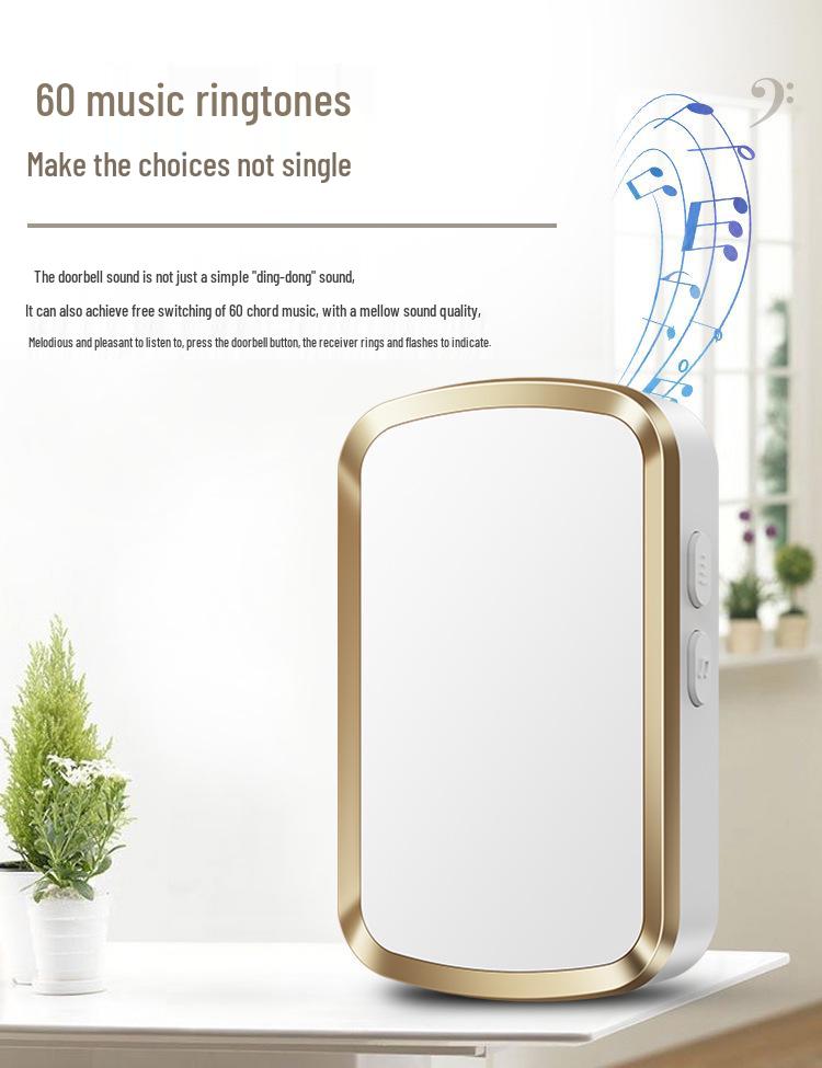 High Volume Wireless Doorbell with Long-Range Self-Powered Smart Reminder, 1 to 2 Waterproof Electronic Pager.