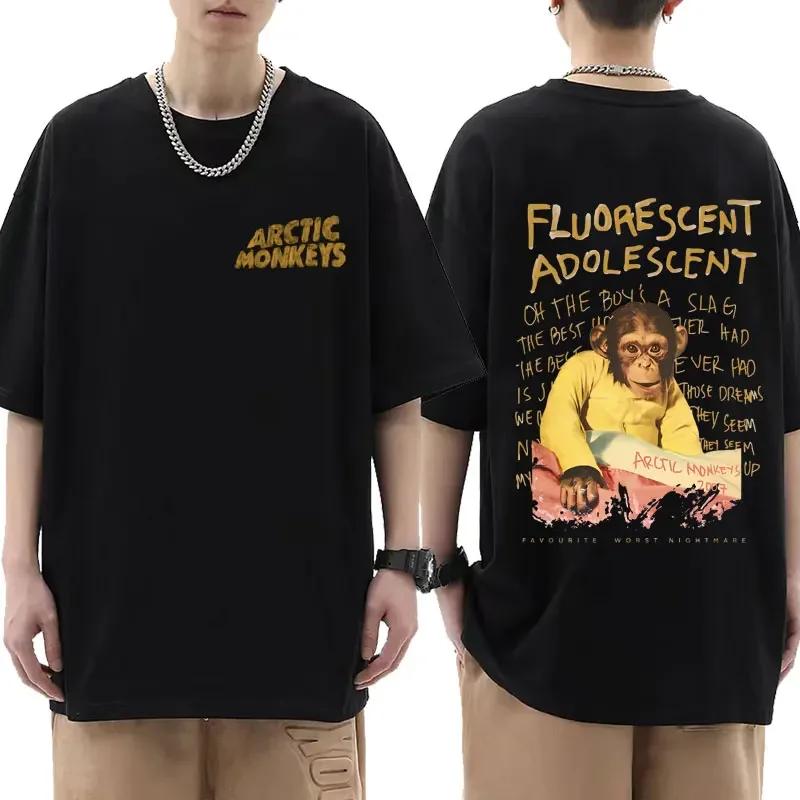 Летняя мужская футболка Arctic Monkeys Inspired Album List Doodle Print Vintage Women Hip Hop Punk Short Sleeve T Shirts Streetwear