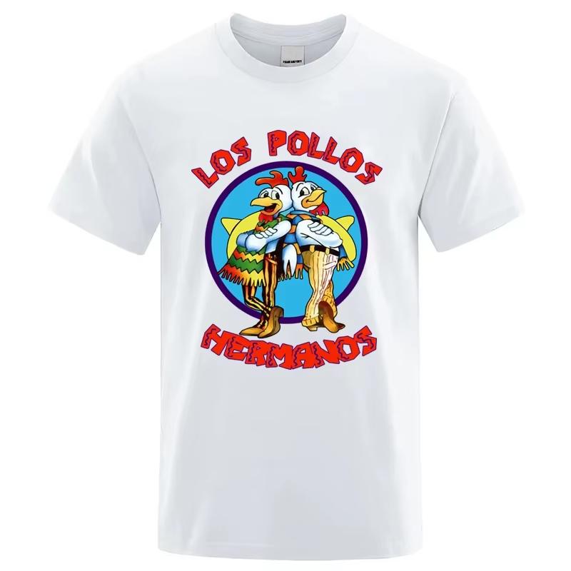 Высококачественная мужская летняя футболка LOS POLLOS Hermanos с принтом, повседневная футболка из чистого хлопка, Братья-курицы, парная уличная одежда