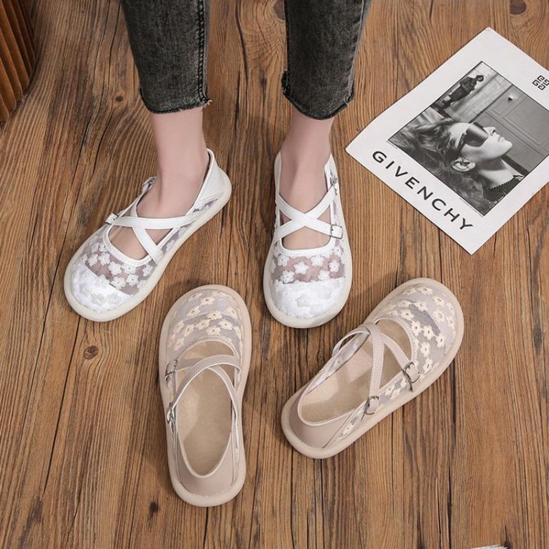 Модная сетчатая вышивка, брендовое кружево, женские балетки, модные дышащие женские туфли Мэри Джейн, удобные туфли на низком каблуке, мягкие туфли босиком