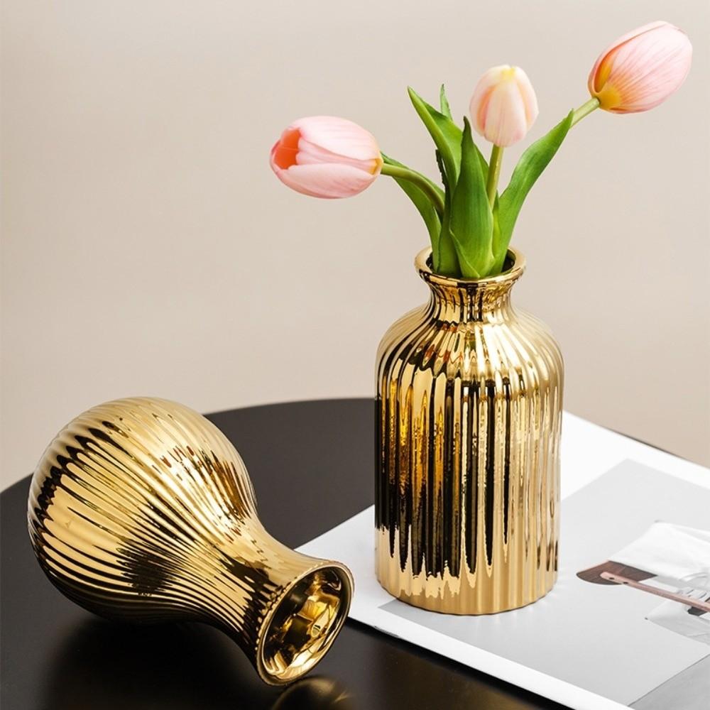Floral Arrangement Flowerpot Minimalism Tabletop Decor Ceramic Electroplated Vase Home Decor