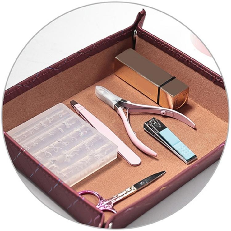 Стильный лоток для хранения ювелирных изделий из искусственной кожи, настольный поднос для аксессуаров, подходит для часов и мелких предметов.