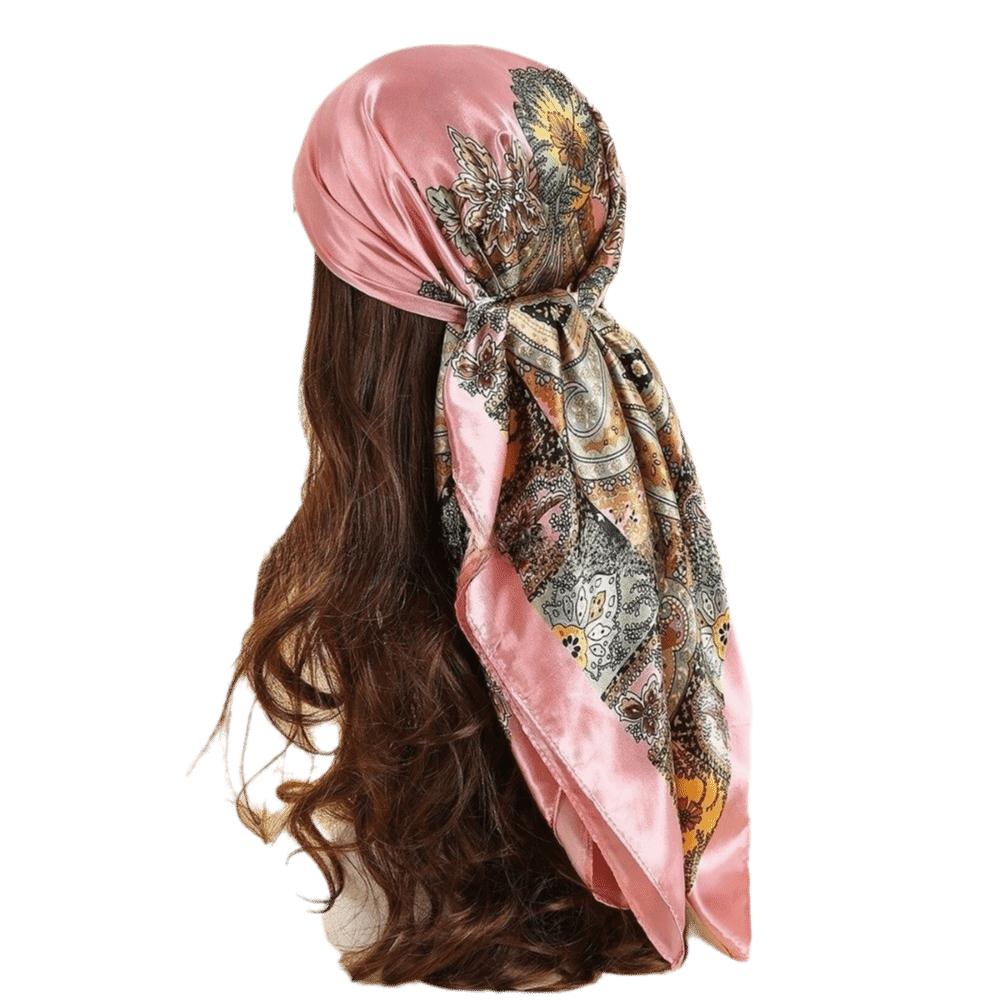 Floral Print Satin Scarf Hijab Soft Head Scarf Elegant Square Silk Scarf Women