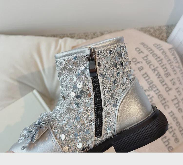 2024 Autumn Winter Crystal Princess Boots for Girls: Korean Style, Medium/Large Sizes, Baby Girls Single Boots