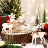 3Pcs Christmas-Themed White Reindeer Decorative Ornaments Made Of PVC Material - With Jute Rope Bows, Suitable For Tabletop And Holiday Atmosphere