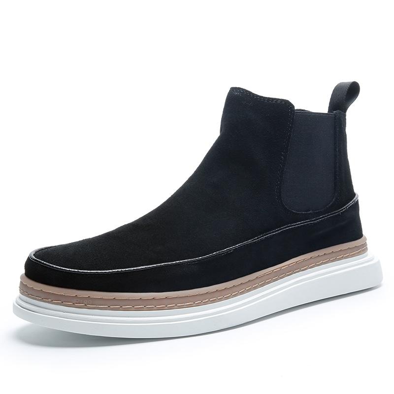 2025 прямая поставка зимние новые бархатные ботинки челси мужские кожаные короткие ботинки британские матовые ботинки мартин