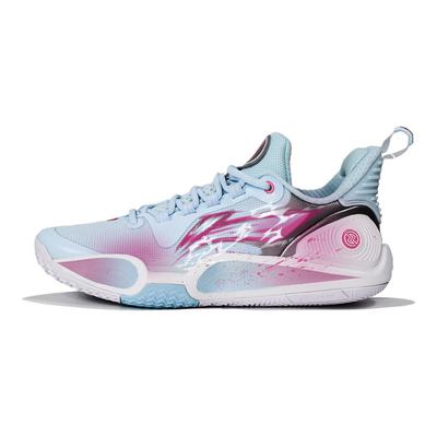 Li Ning Speed 9 Амортизирующие износостойкие дышащие низкие мужские баскетбольные кроссовки Розово-синие ABPT001-6(Команда140-)