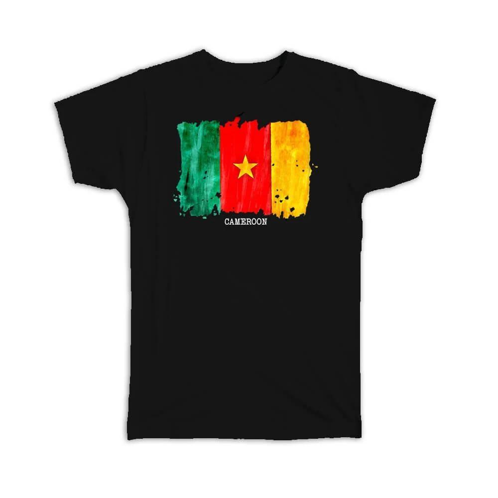 Gift T-Shirt : Cameroon Flag Africa Travel Expat Country Watercolor