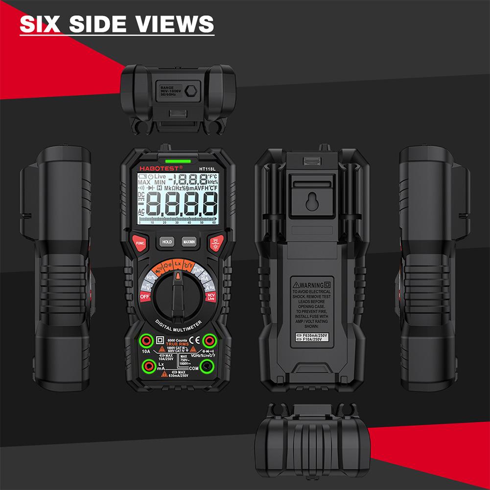 Цифровой мультиметр 6000 отсчетов DC/AC амперметр вольтметр бесконтактный детектор напряжения ЖК-дисплей тестер напряжения тока инструменты электрика