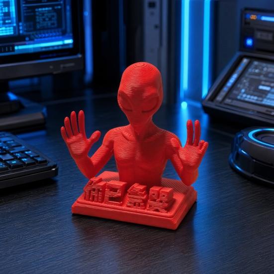Настольное украшение 3D-печати, забавная красная инопланетная скульптура с мотивирующими цитатами для рабочего стола офисных работников, игрушка для снятия стресса, подарки для коллег