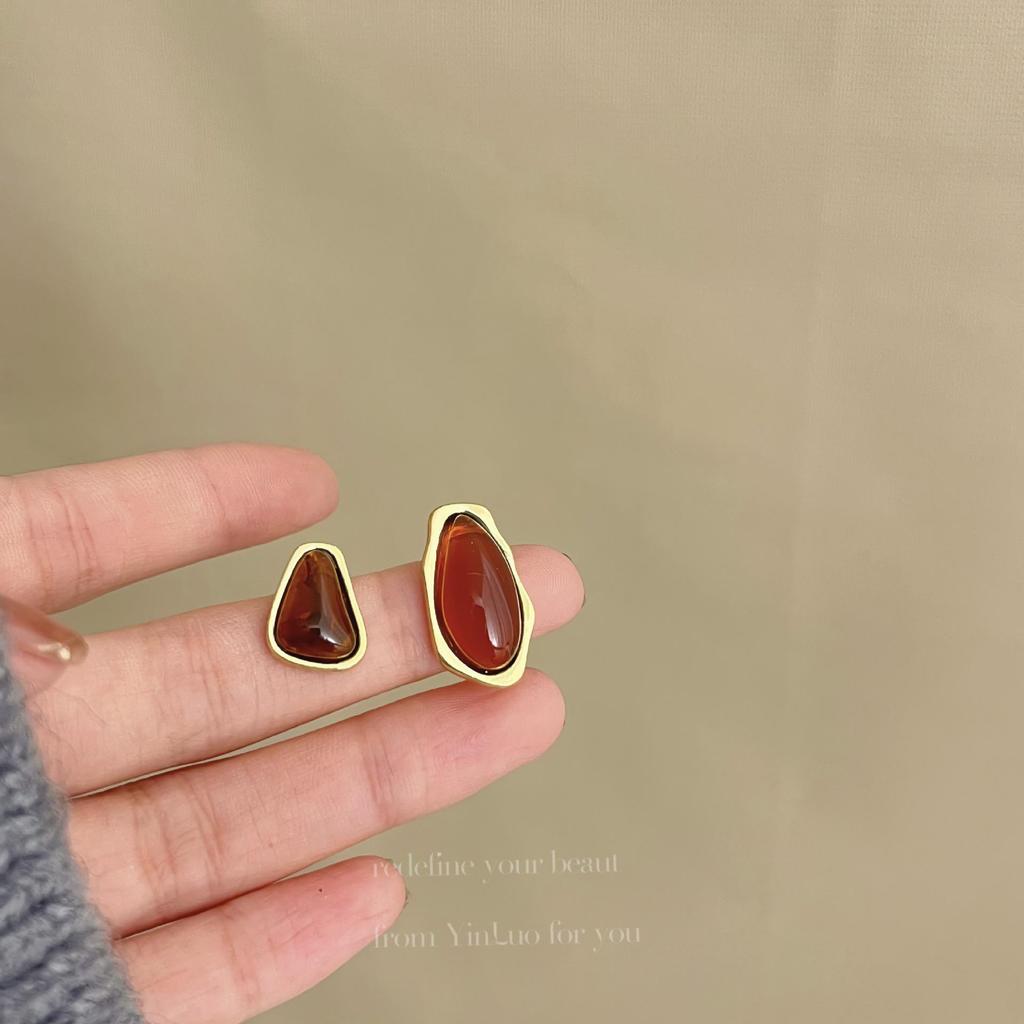 «Серьги-иглы Майяра 925»: "Янтарный жемчуг в стиле ретро для осени/зимы"