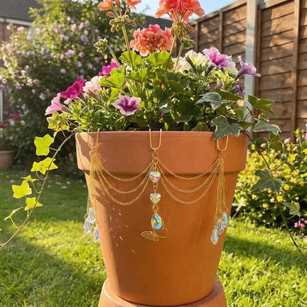 Reflective Flower Pot Crystal Sun Catcher Butterfly Design Hanging Pot Crystal Bonsai