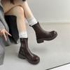 Boots Short Boots Women's 2025 Autumn and Winter New Thicksole Side Zipper Knight Boots Simple Versatile Skinny Boots Martin Boots Women's