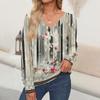 Women's Tops Floral Print Long Sleeve Shirt V Neck Casual Loose Tee Autumn Clothing