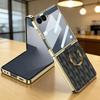 Роскошный кожаный чехол-держатель с алмазным покрытием для Samsung Galaxy Z Flip 7 6 5, защитная крышка с покрытием по краю для экрана для чехла Galaxy Z Flip7